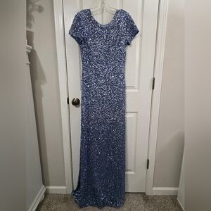 Adrianna Papell Sparkling Blue Maxi Dress